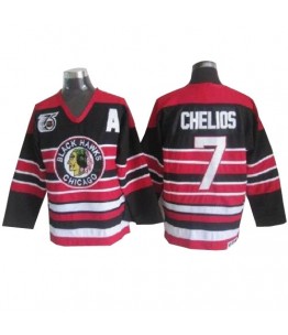 NHL Chris Chelios Chicago Blackhawks Authentic 75TH Throwback CCM Jersey - Red/Black